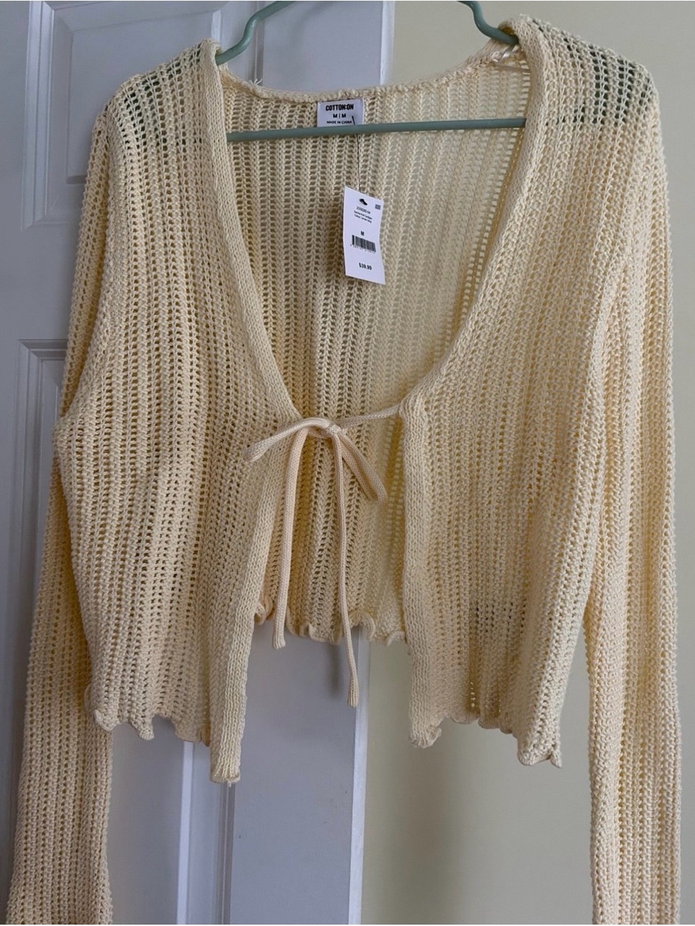 Cotton On Tie-Front Open Knit Sweater